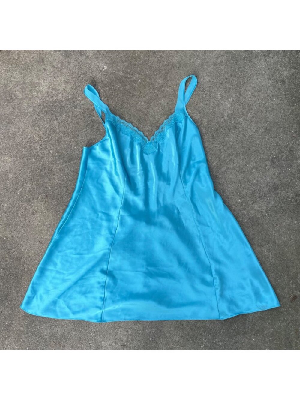 Vintage Y2K Blue Satin Slip Dress Cami Fairycore Plus Size 1X Coquette Lingerie - Picture 3 of 12